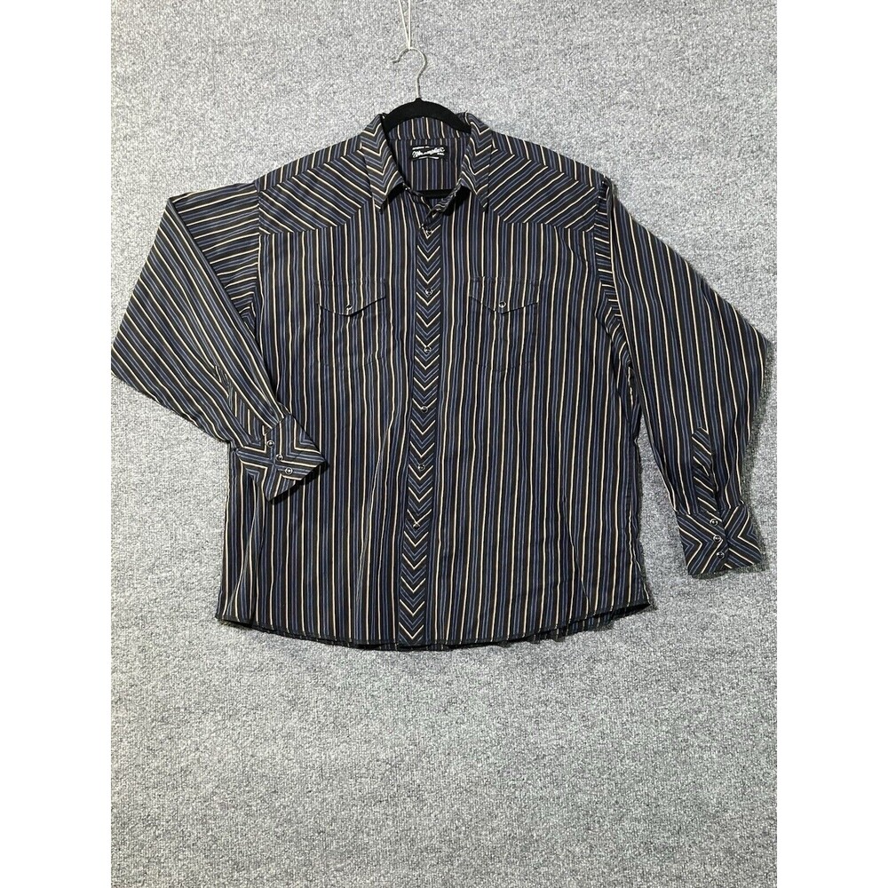 Wrangler Pearl Snap Vertical Stripe Button Up Long Sleeve Shirt Size XXL